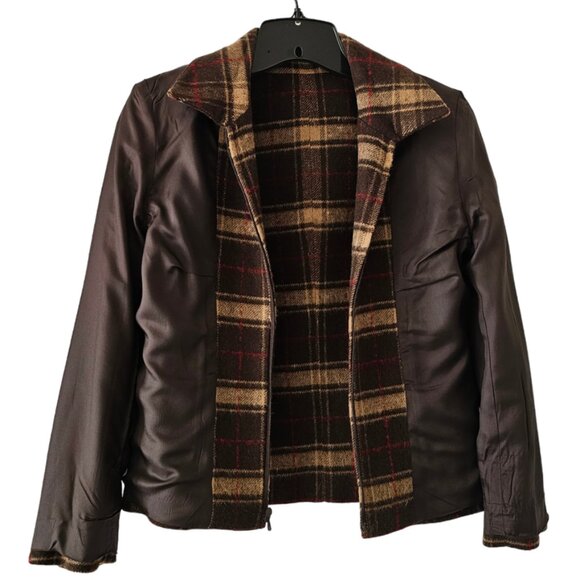 Petite Sophisticate Plaid Lined Wool Zip Jacket | Like New | 2P | Brown Tan Red - Picture 11 of 16